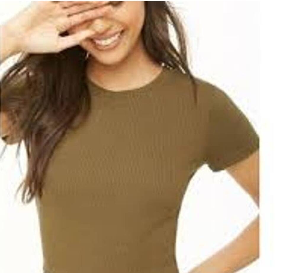 Monrow 50's Vintage Cropped Tee Verde Army Green M NWT Essential Minimalist Gorp